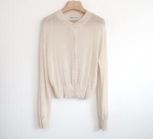 RECTO Neutrals Tissue Featherweight Wool Cardigan Sweater Top SSENSE S $675